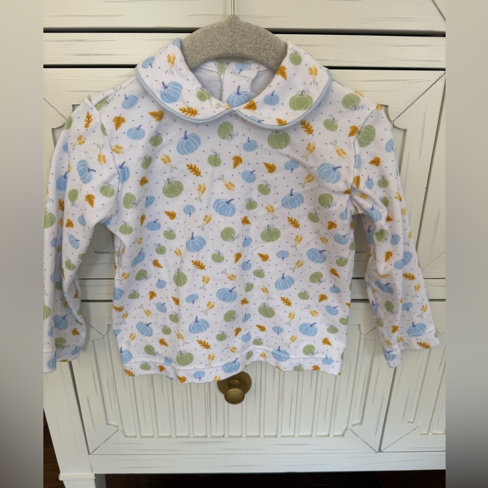 Lullaby Set Peter Pan collar shirt Fall pumpkin print size 2T